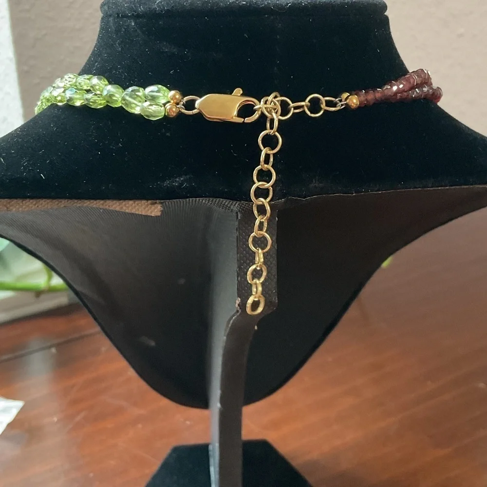 Vintage Beaded Tourmaline Fire Opal Garnet Peridot Necklace
